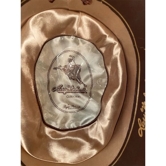 Vintage 1970s Larry Mahan Fur Felt Cowboy Hat Tan Wide Brim Classic Style - Picture 3 of 5